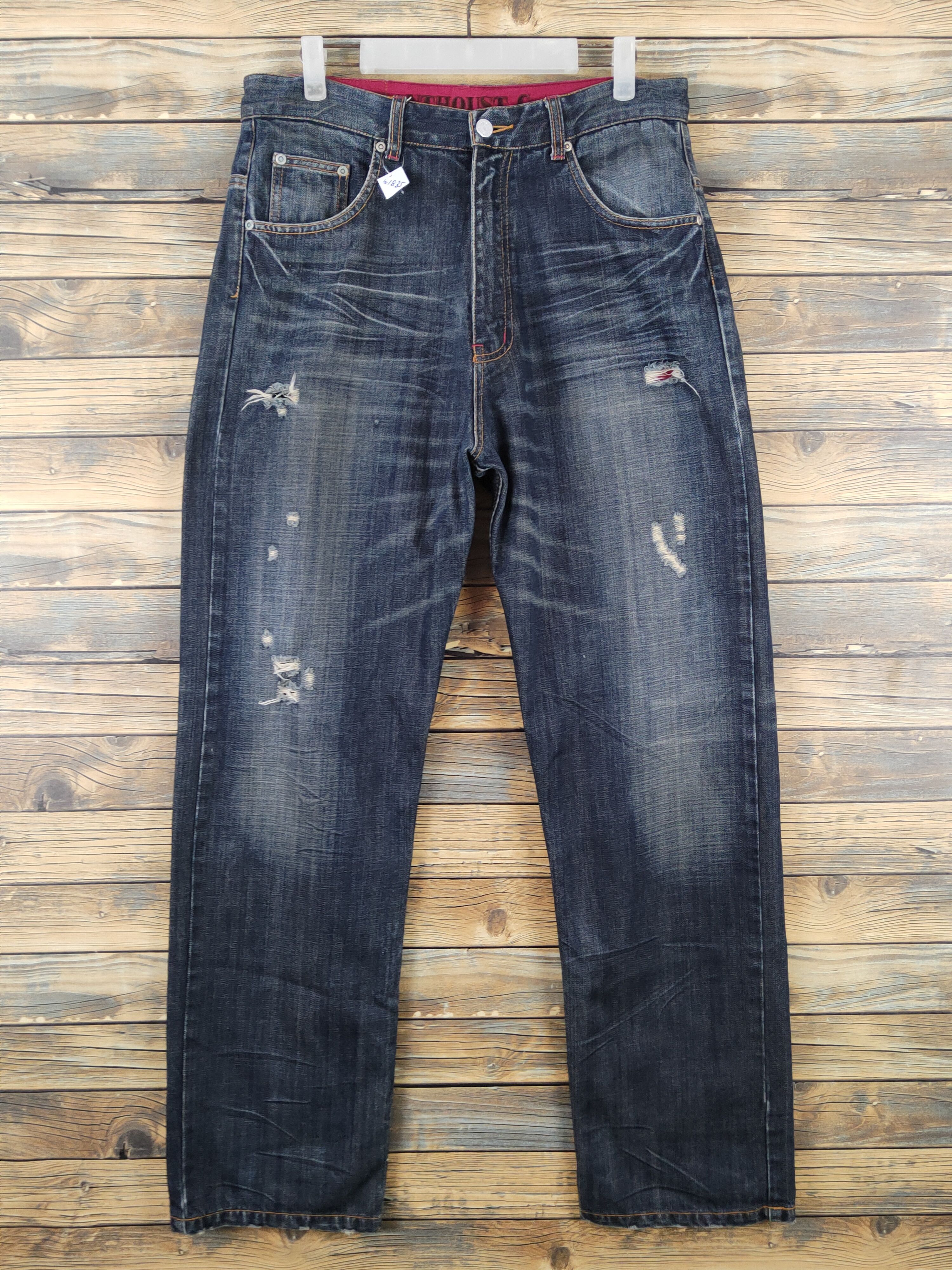 Japanese Brand Xanthous Dark Blue Distressed Ripped Jeans #W1835 Size US 32 / EU 48 - 1 Thumbnail