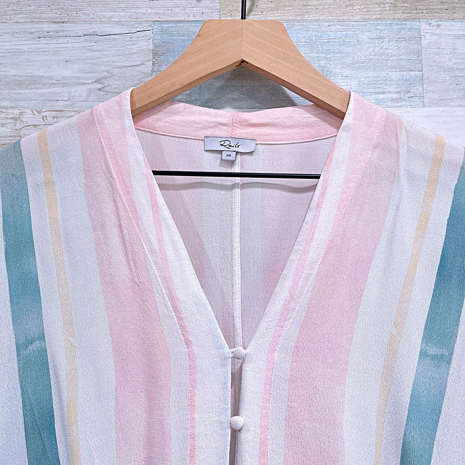 Rails RAILS Thea Striped Tie Front Top Blue Pink Pastel Dolman XS Size XS / US 0-2 / IT 36-38 - 2 Thumbnail