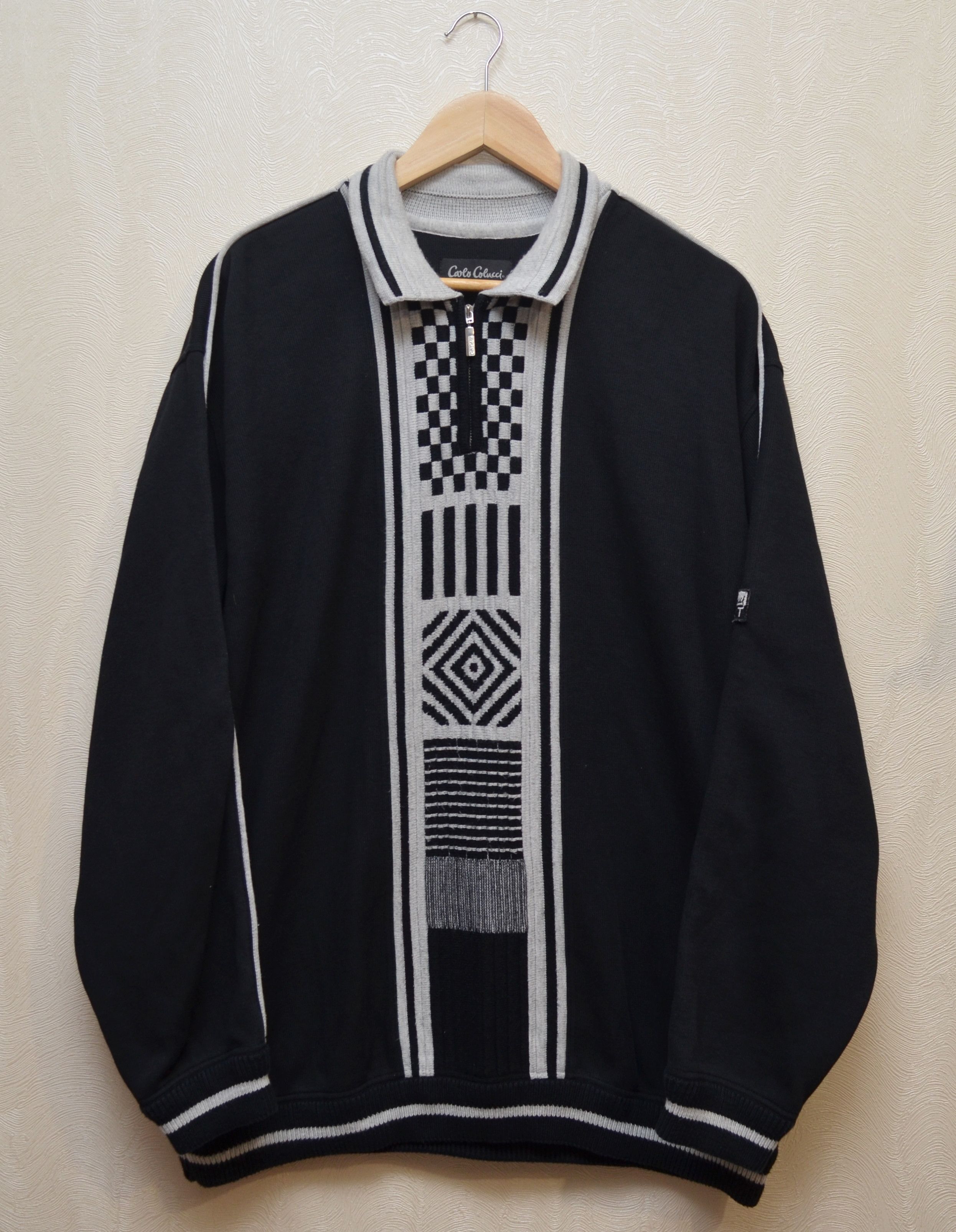 Carlo Colucci × Vintage Carlo Colucci Abstract Logo Knit Sweater Size XL Vintage Size US XL / EU 56 / 4 - 1 Thumbnail