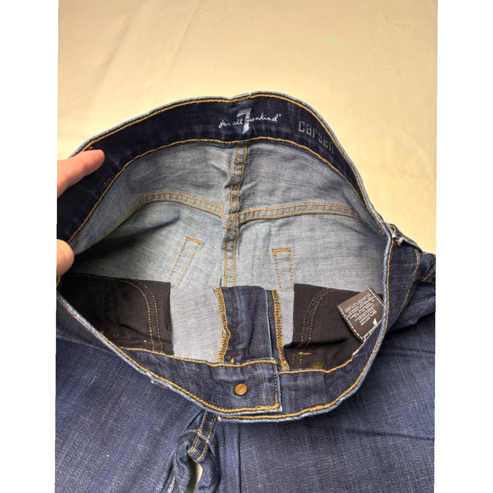 7 For All Mankind 7 For All Mankind Carsen Jeans Dark Wash Straight Leg Mens 29x27 Denim Cotton Blend Stretch USA Made USA Size US 29 - 4 Thumbnail
