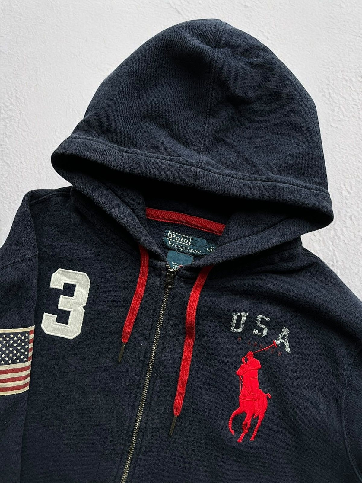 Polo Ralph Lauren RARE!💥RALPH LAUREN USA FLAG HEAVY COTTON VINTAGE HOODIE ZIP Size US XL / EU 56 / 4 - 3 Thumbnail