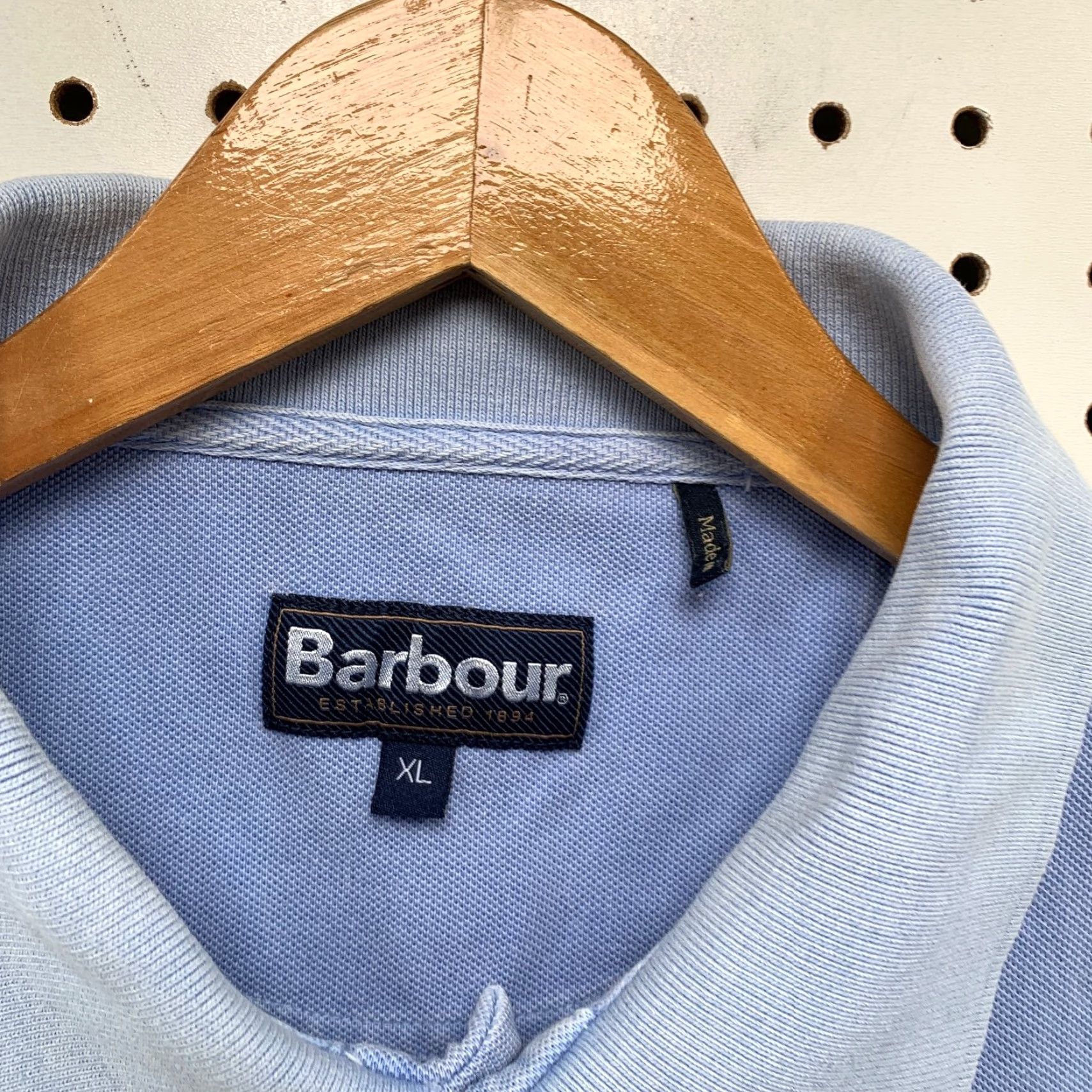 Barbour VINTAGE Barbour Polo Shirt Mens XL Blue Light Washed Cotton Short Sleeve Button Collar Preppy Golf Mens XL Blue Size US XL / EU 56 / 4 - 5 Thumbnail