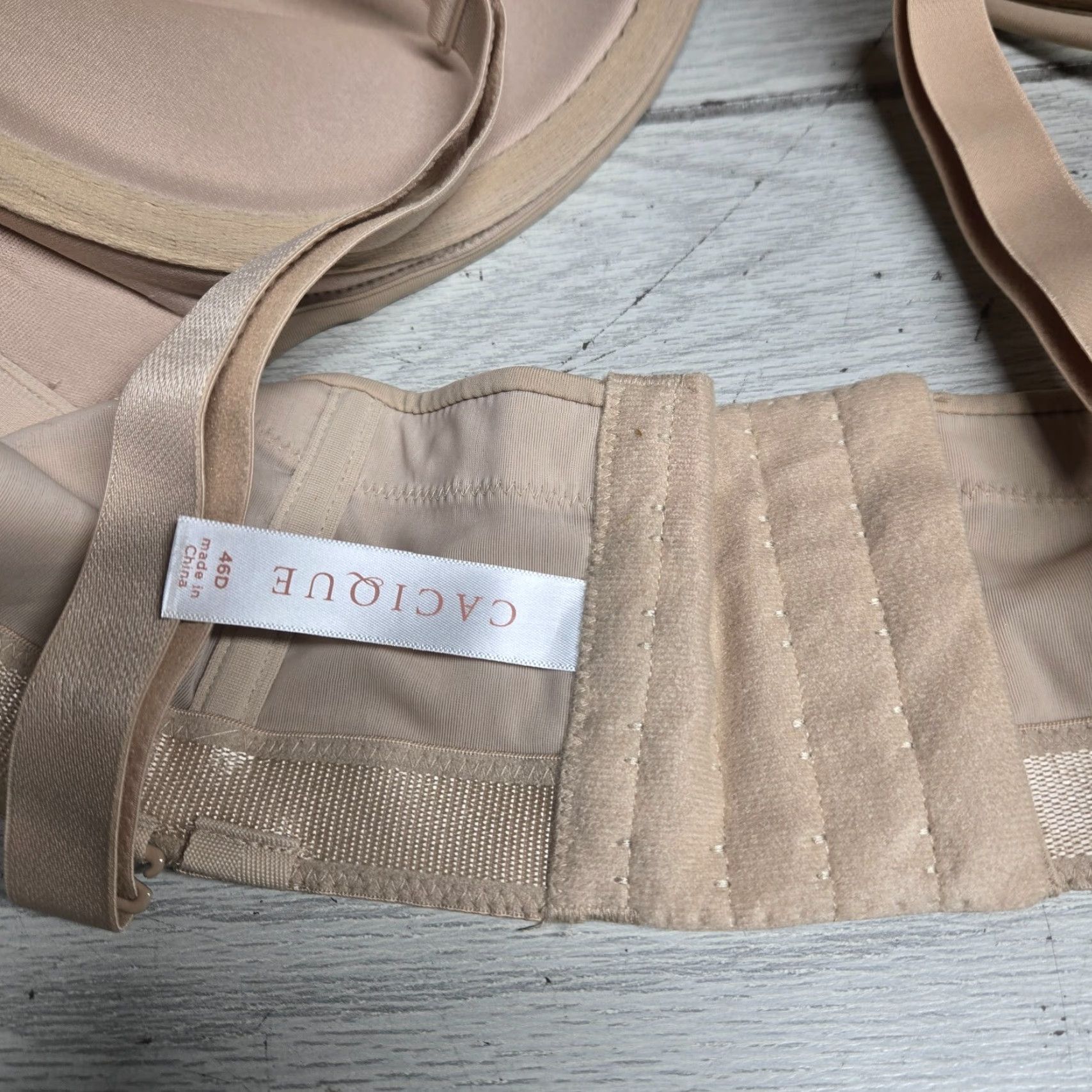 Vintage Cacique Bra 46D Tan Lightly Lined Full Coverage Underwire Back Closure Size ONE SIZE - 5 Thumbnail