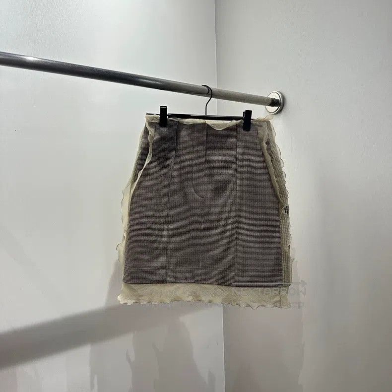 Fendi Fendi Layered Lace Hem Plaid Skirt Size 24" / US 00 / IT 34 - 1 Thumbnail