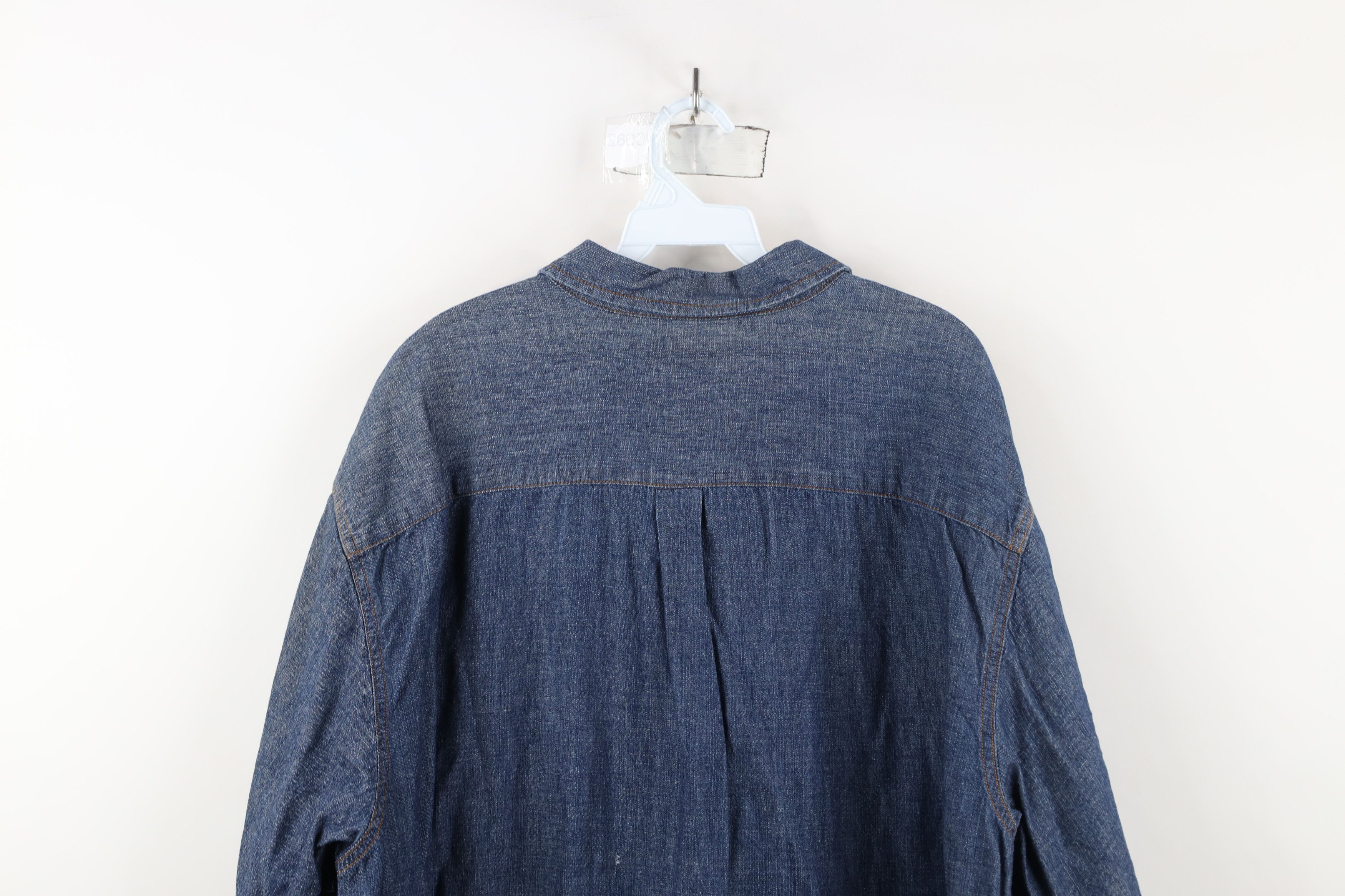 Vintage Vintage 90s Streetwear Chambray Denim Button Shirt Blue Size US XXL / EU 58 / 5 - 12 Thumbnail