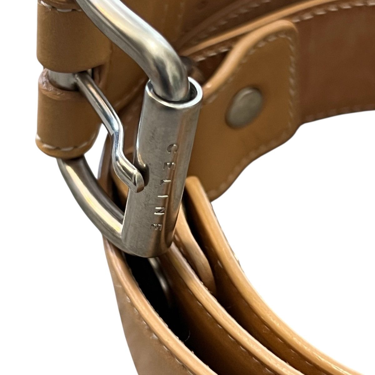 Celine CELINE Triomphe Leather Belt in Natural Tan Size 30 - 2 Thumbnail