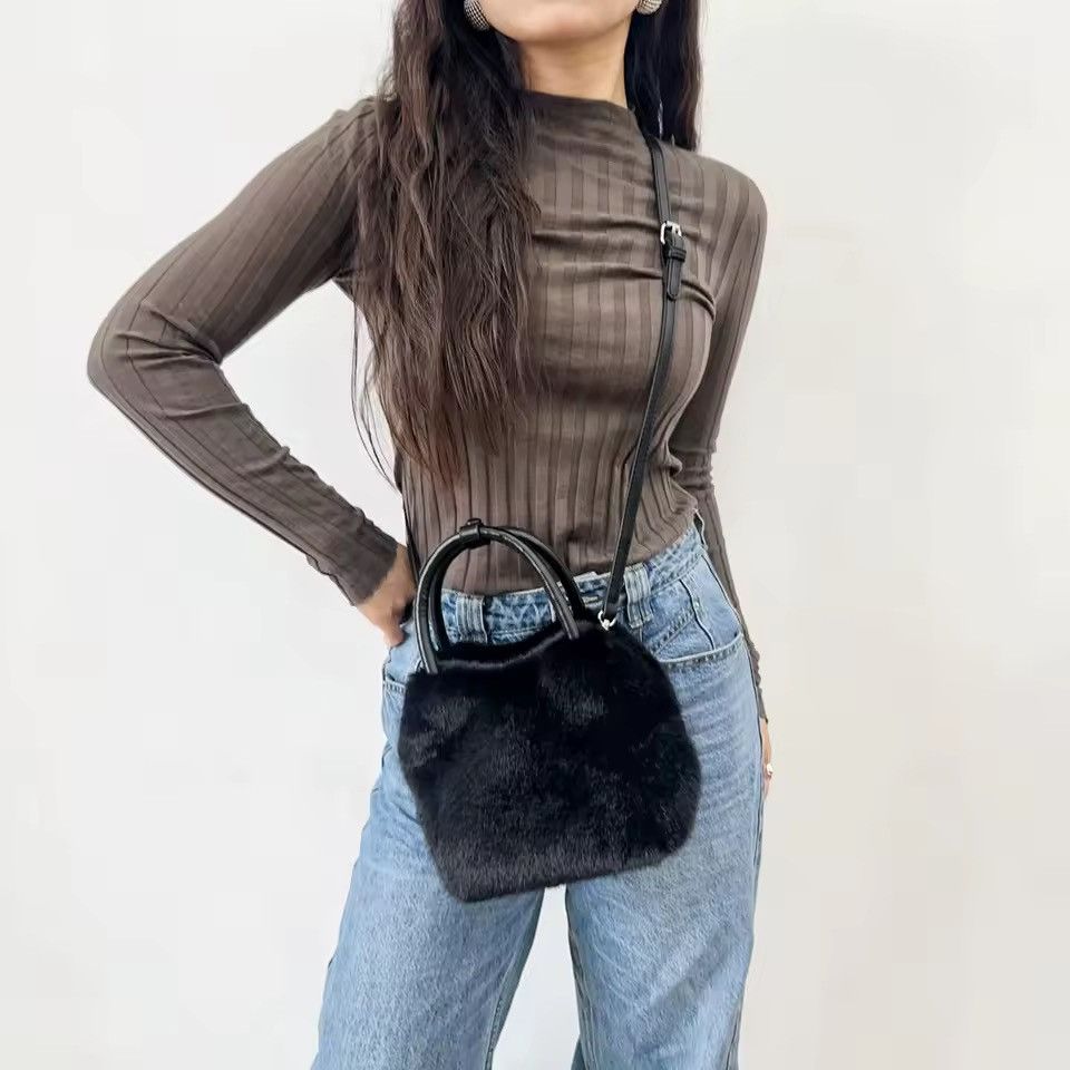 Designer Faux Fur Casual Designer Tote Crossbody Mini Bag Size ONE SIZE - 2 Thumbnail