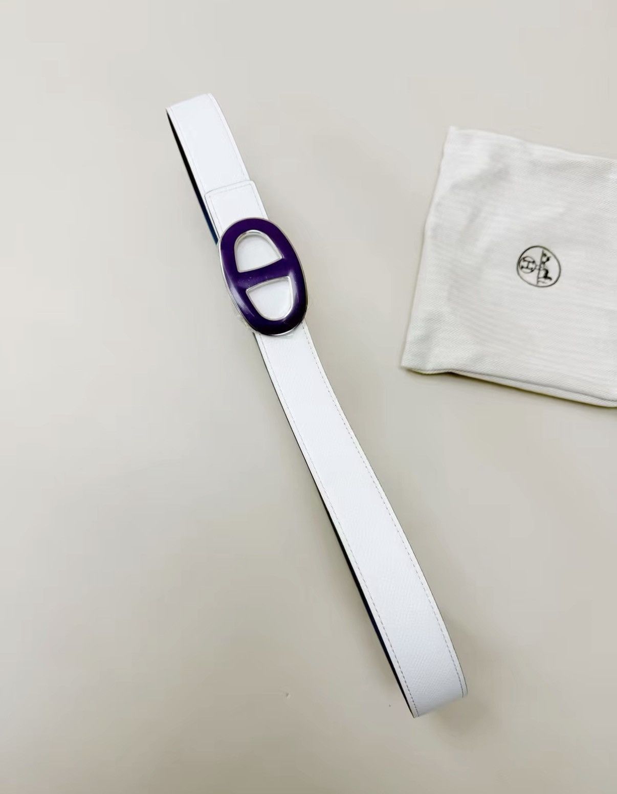 Hermes White Belt with Purple Buckle Size ONE SIZE - 1 Thumbnail