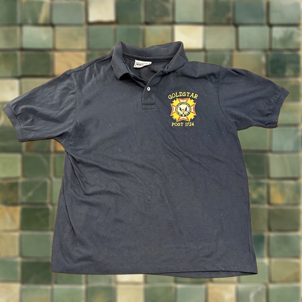 Hanes VINTAGE 80s Polo Shirt Navy Blue Veterans Medium Mens Size US M / EU 48-50 / 2 - 1 Thumbnail