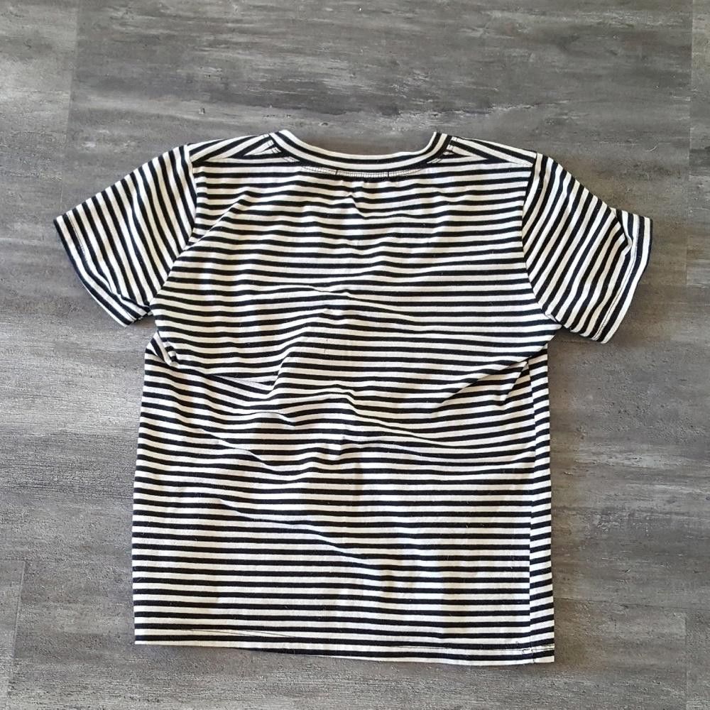 Designer Black Striped Melville Short Sleeve Vneck Size ONE SIZE - 2 Thumbnail
