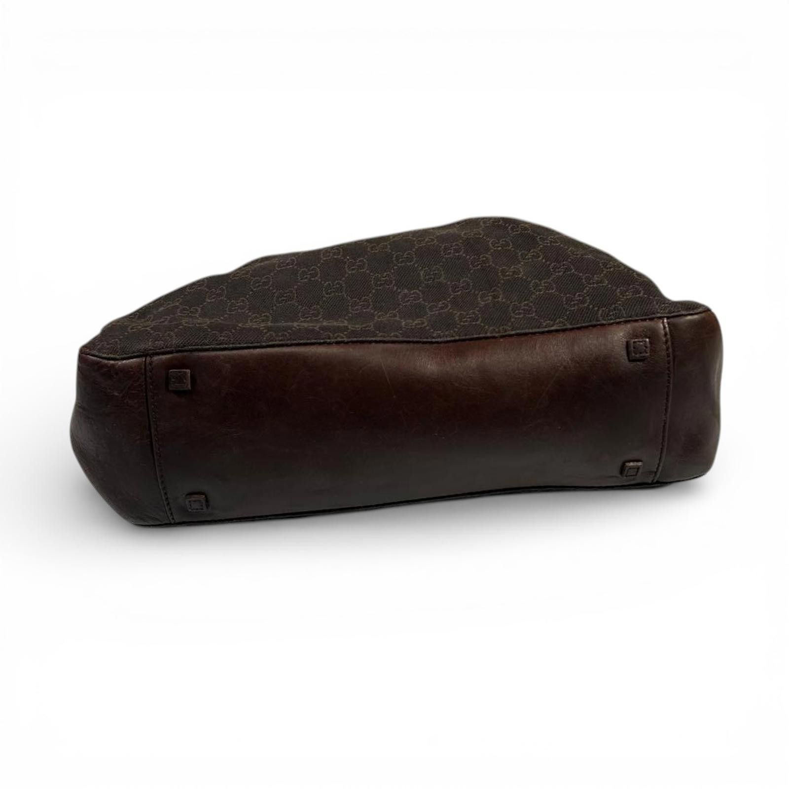 Gucci Gucci - Classic GG Canvas Brown Leather Tote Bag Size ONE SIZE - 3 Thumbnail