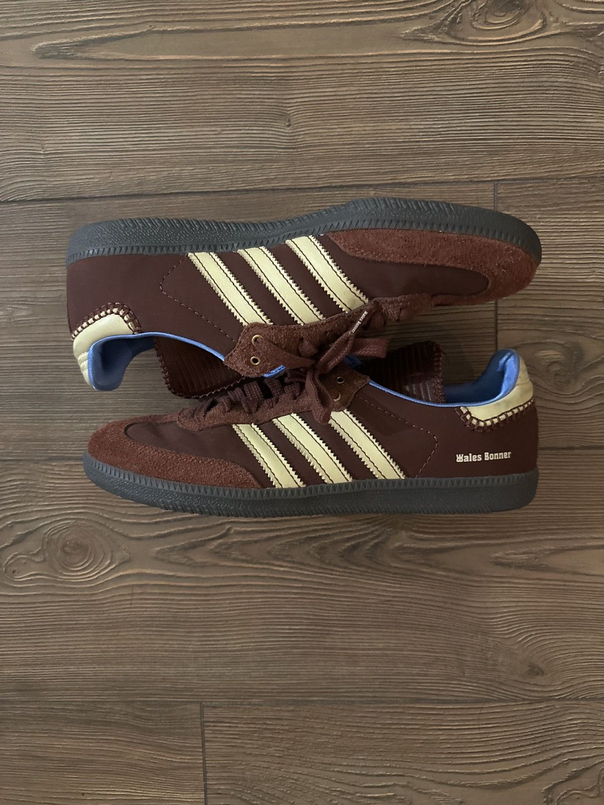 adidas gazelle silver green womens Adidas x Wales Bonner Unisex Samba Nylon Fox Brown / Sandy Beige / Lucky  Blue Low Top Sneakers main image 1