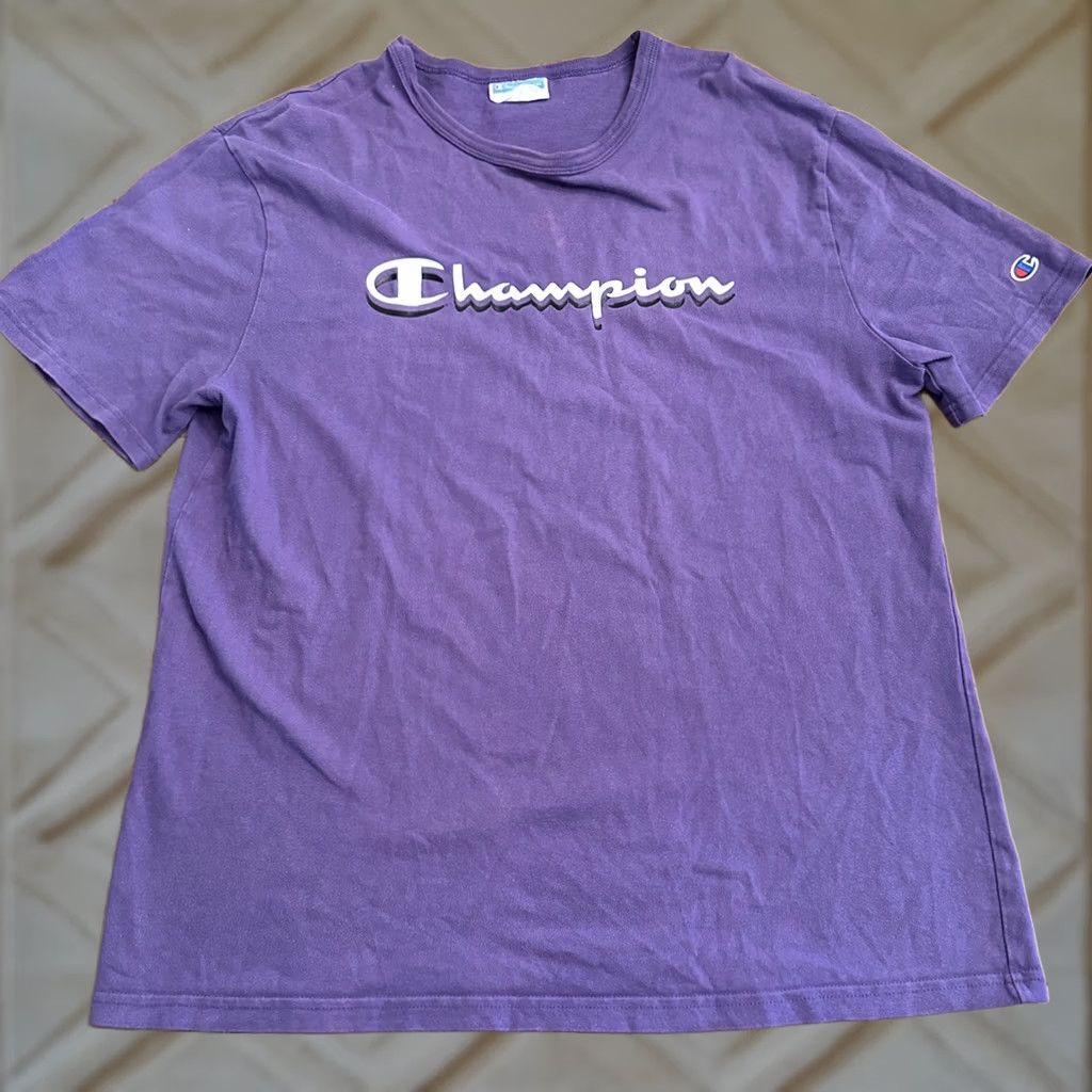 Champion VINTAGE Champion Logo T-Shirt Mens Regular Size M Purple Cotton 90s Retro USA Short Sleeve Embroidered Team Tee Size US M / EU 48-50 / 2 - 1 Thumbnail