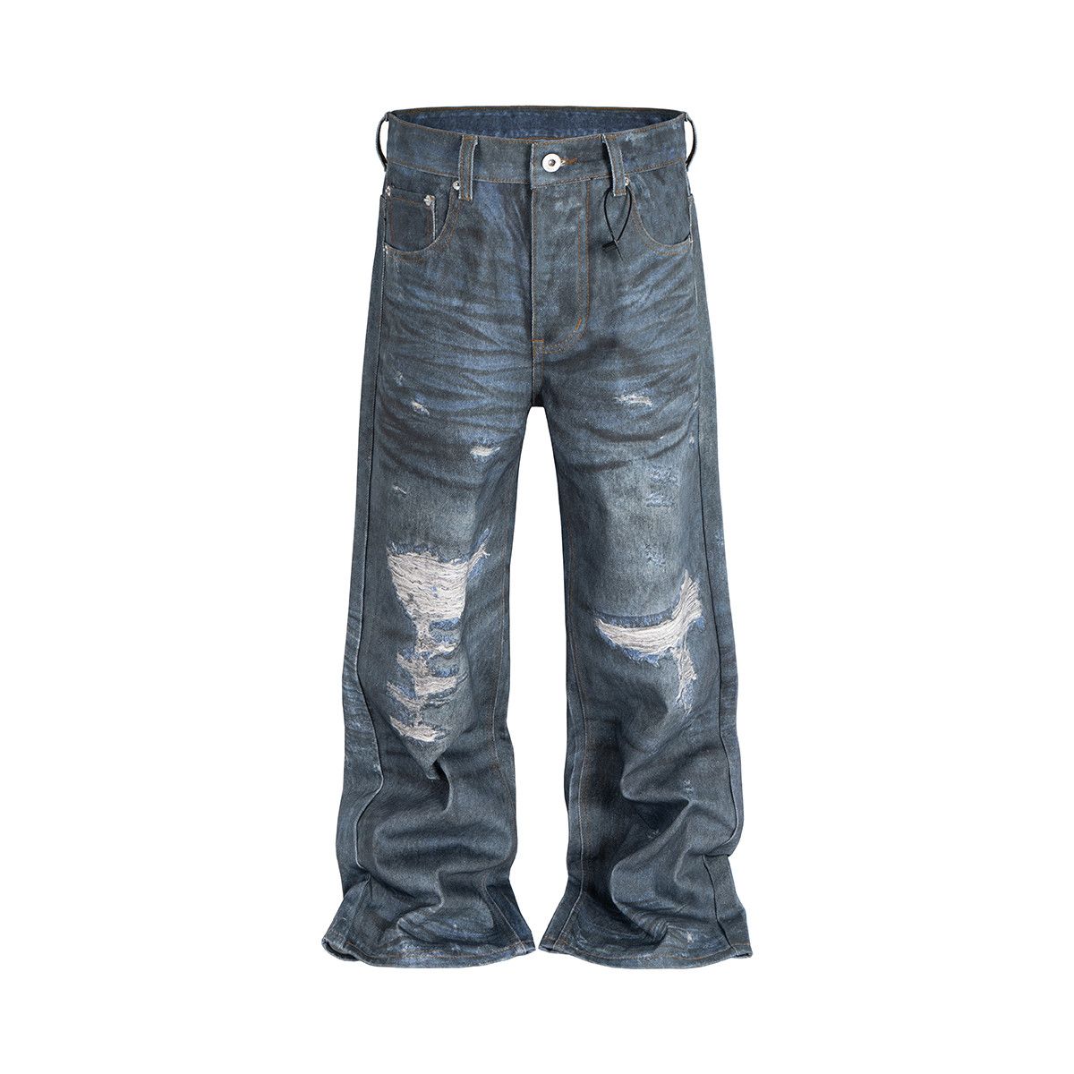 Jean × Vintage Distressed Dirty Blue Ripped Jeans Size US 33 - 1 Thumbnail