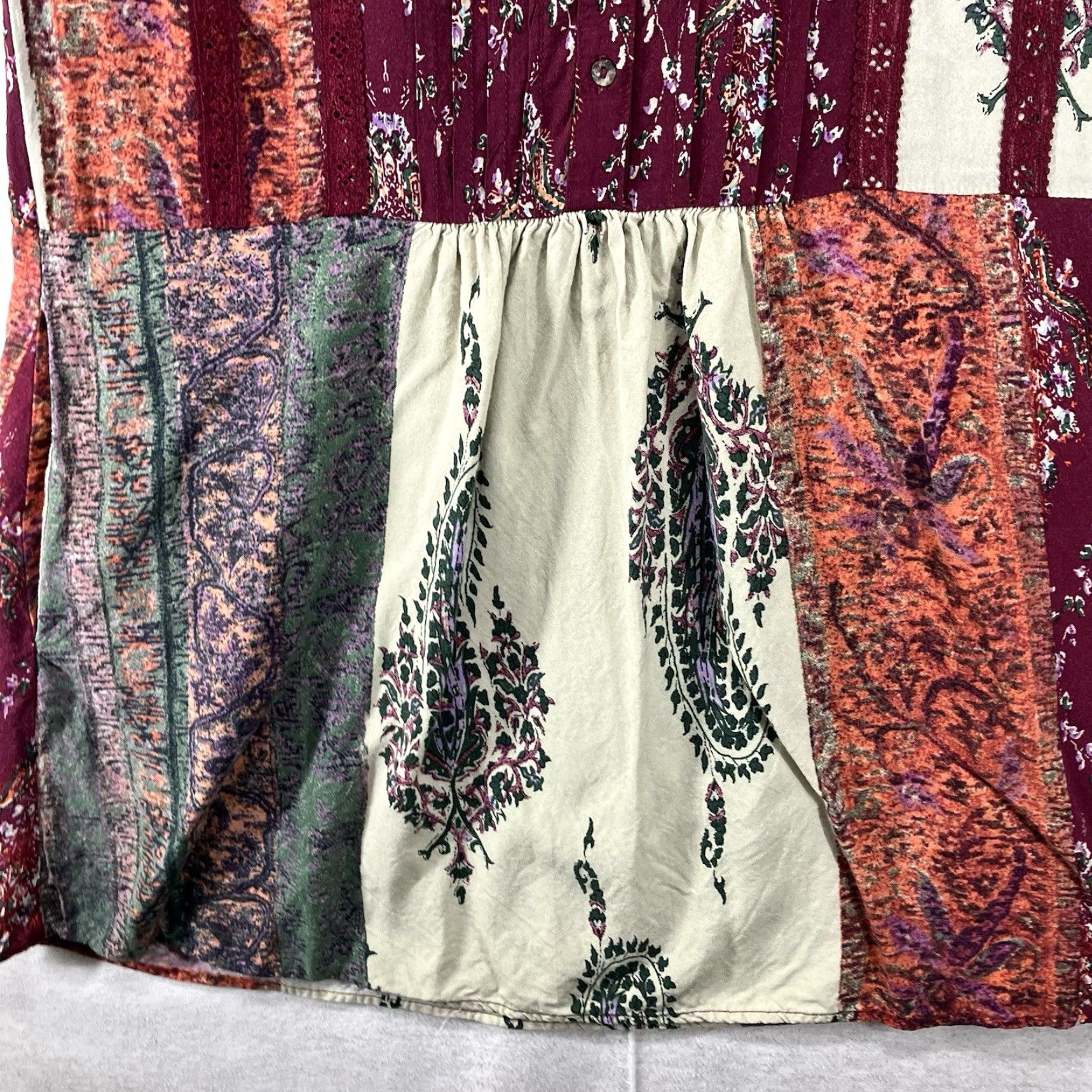 Anthropologie VINTAGE Anthropologie Women XS Shirt Dress Boho Patchwork Drop Waist Pockets 90s Bohemian Summer Size XS / US 0-2 / IT 36-38 - 7 Thumbnail