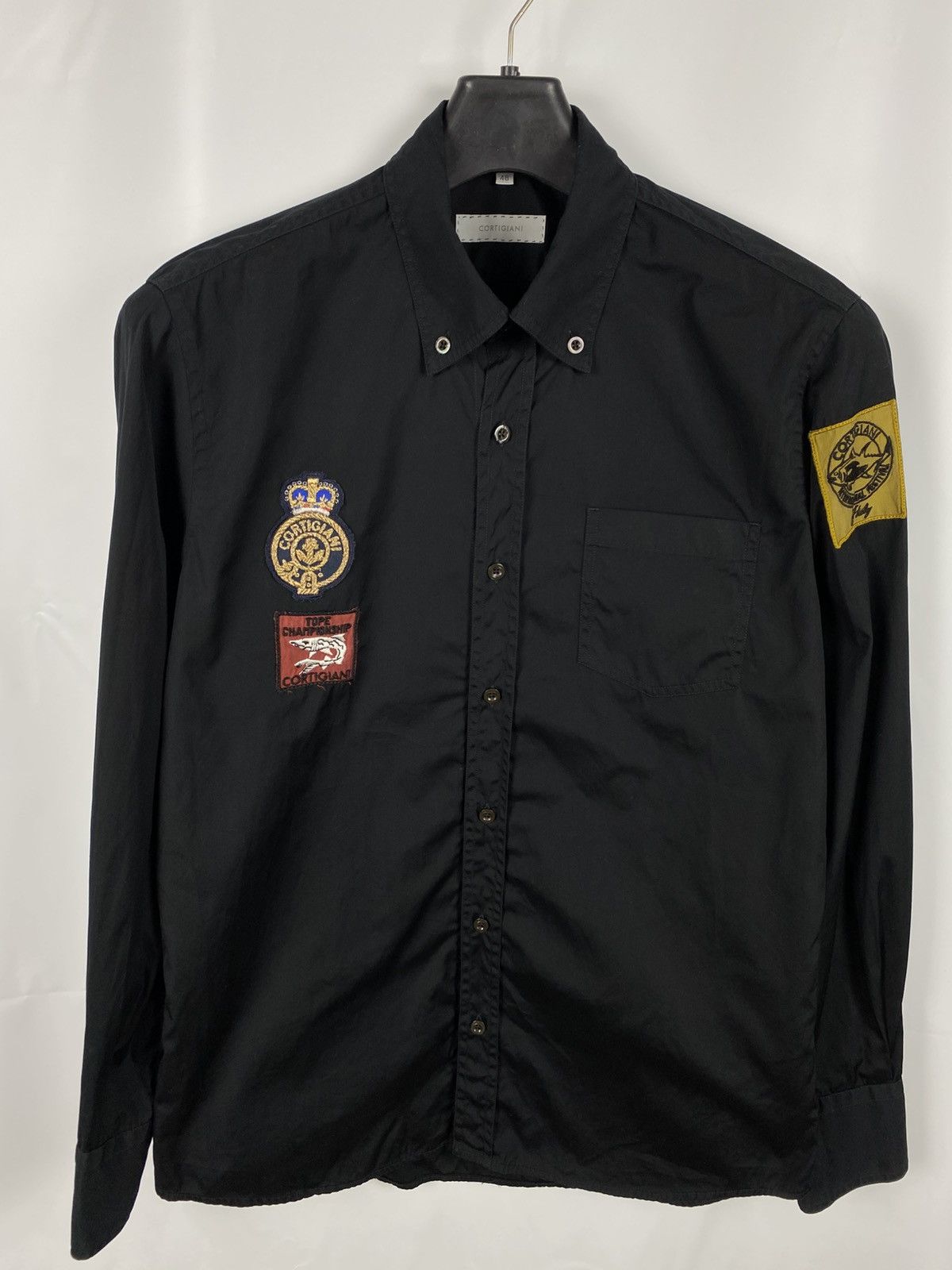 Cortigiani Luxury Shirt Button Up Badges Cotton size 48