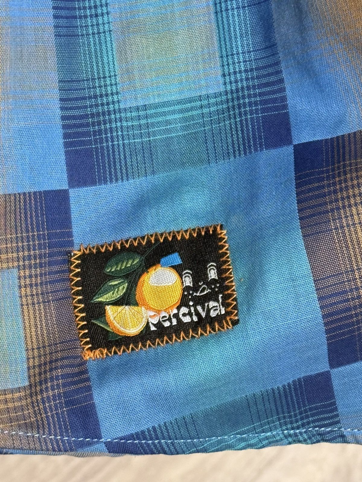 Percival NWT Percival Razzle Check Knit Long Sleeve Shirt Blue Multi Size US XL / EU 56 / 4 - 15 Thumbnail