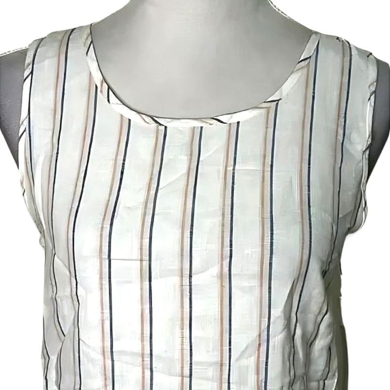 Other Caslon Blouse Sleeveless Button Striped White/Multi XS NWT Size XS / US 0-2 / IT 36-38 - 2 Thumbnail