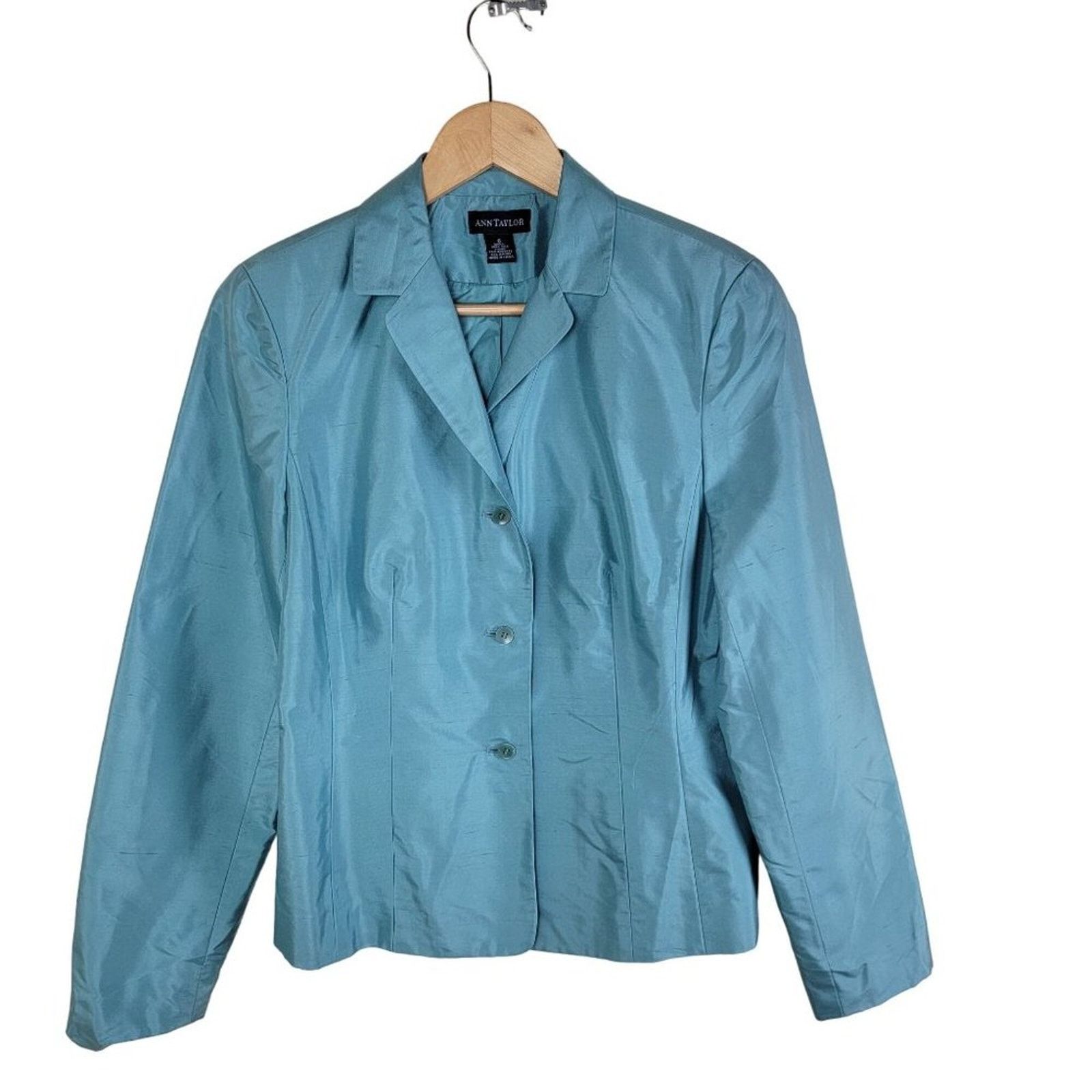 Ann Taylor Ann Taylor 100% Silk Blazer Three Button Formal Size S / US 4 / IT 40 - 1 Thumbnail