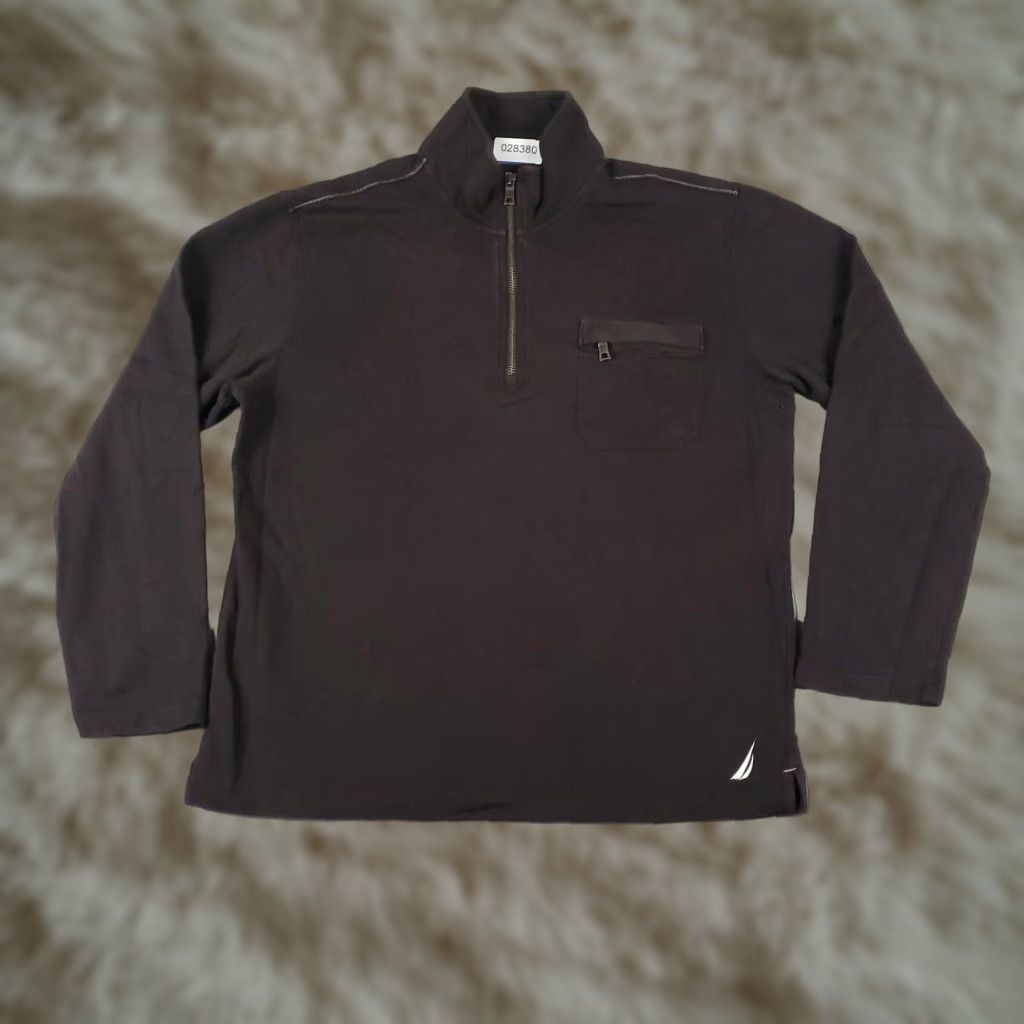 Nautica Nautica Mens Brown Long Sleeve 1/4 Zip Pullover Sweater Small Cotton Size US S / EU 44-46 / 1 - 1 Thumbnail