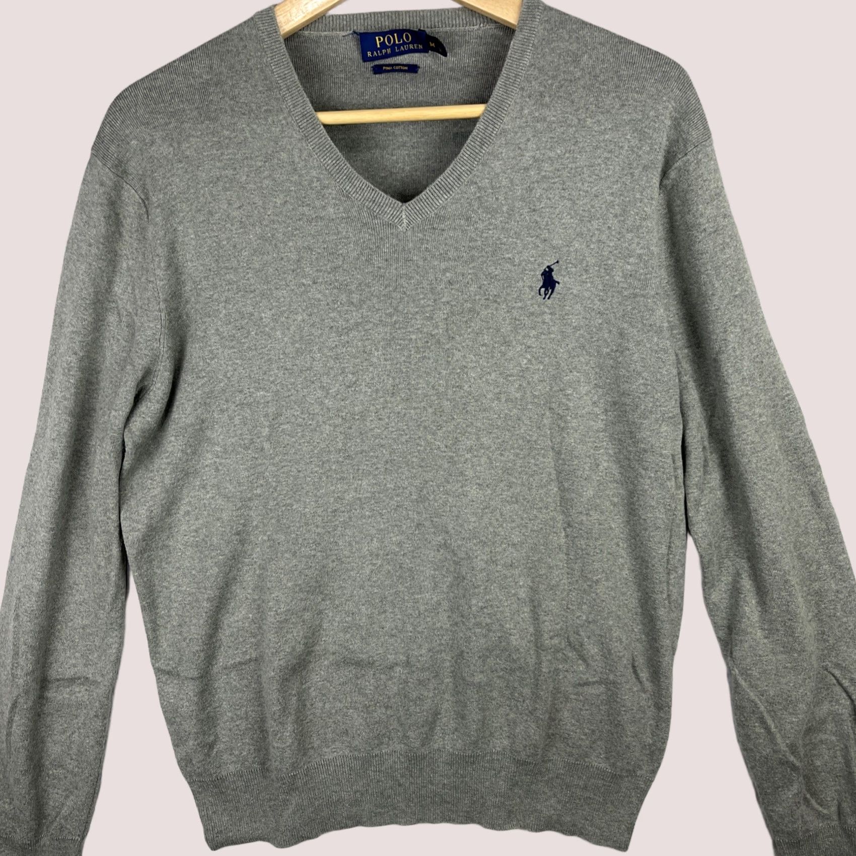 Polo Ralph Lauren Polo Ralph Lauren Sweater Mens M Gray Long Sleeve Pullover Knit Pima Cotton Brown? Size US M / EU 48-50 / 2 - 1 Thumbnail