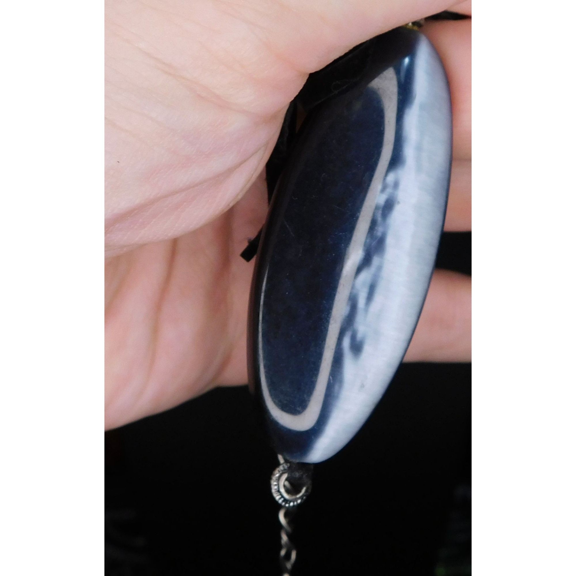 Other Silver Gothic Cat Eye Glass Pendant Necklace Size ONE SIZE - 6 Thumbnail