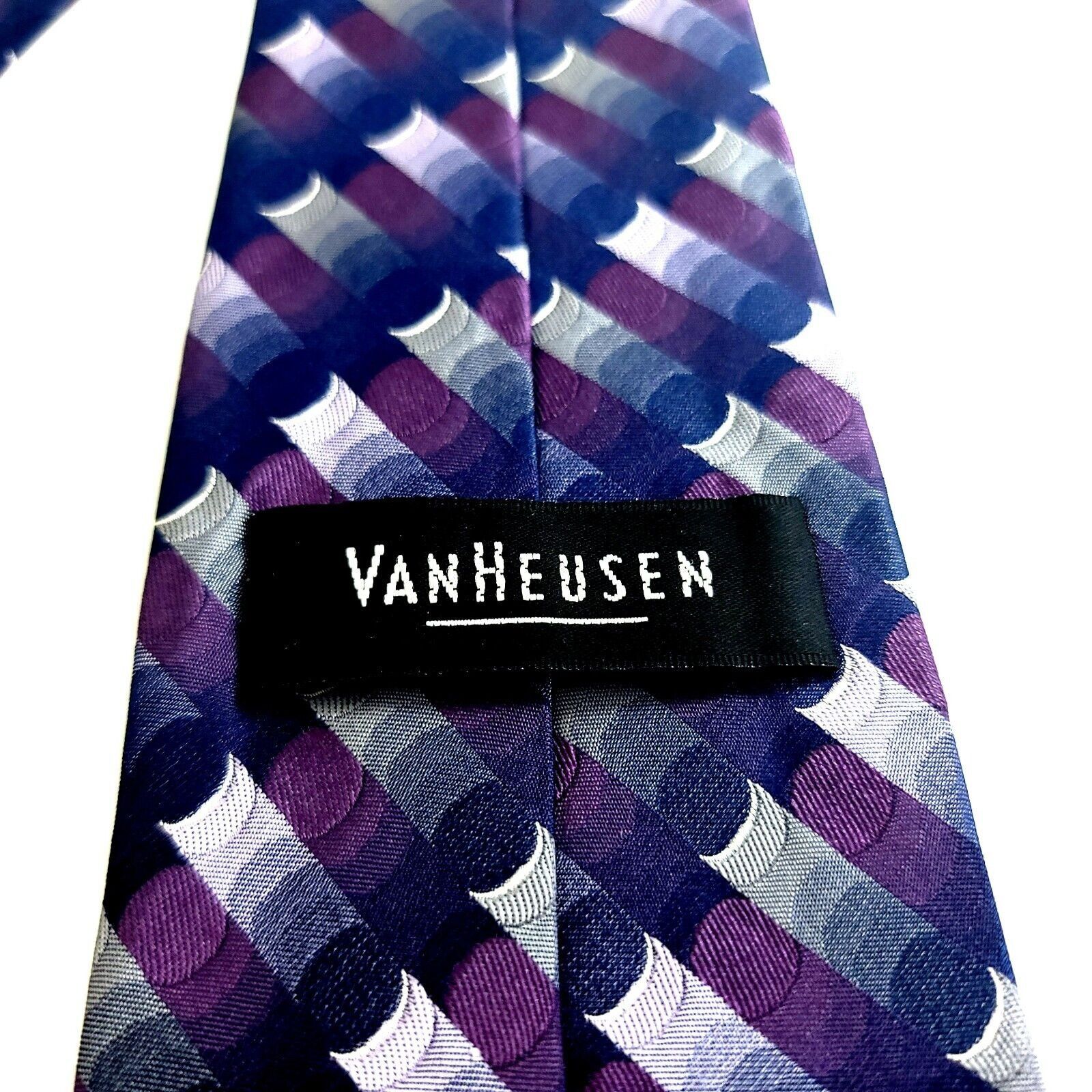 Van Heusen Van Heusen Purple Geometric Woven Silk Tie Size ONE SIZE - 3 Thumbnail