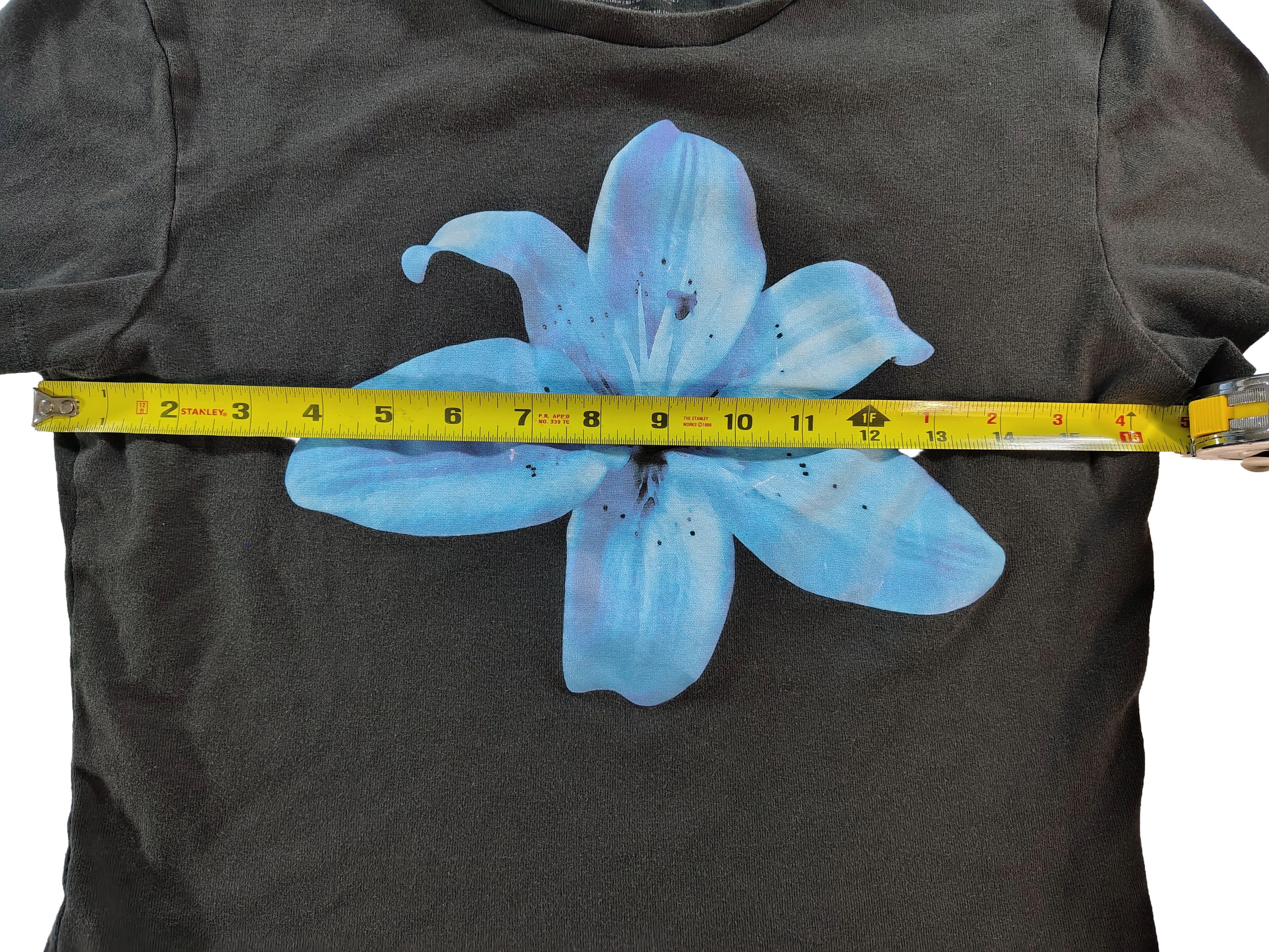 Other Women's Large Lucky 777 Blue Flower Graphic Crop Top Tee Size L / US 10 / IT 46 - 4 Thumbnail