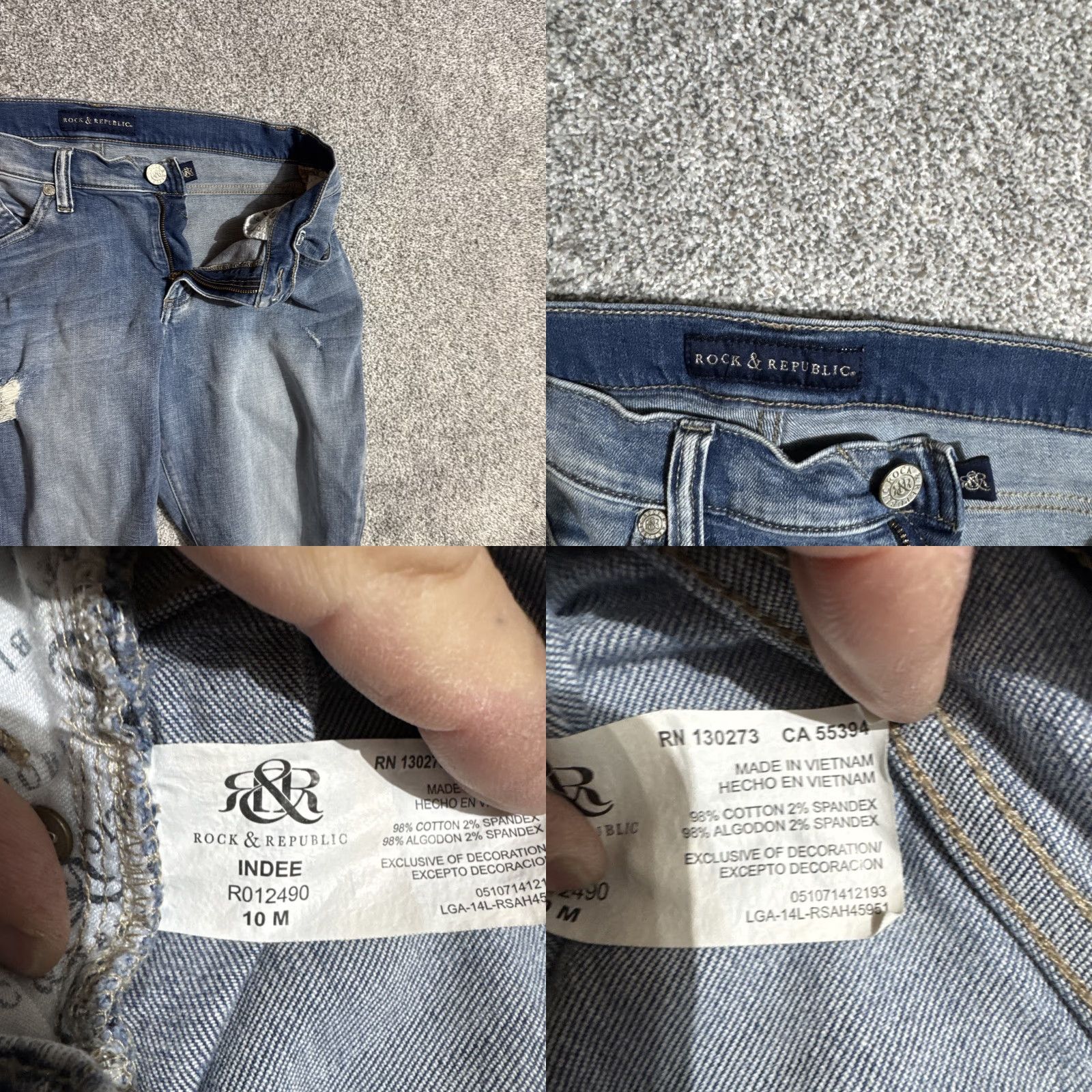 Vintage Rock & Republic Jeans Women 10M Streetwear Distressed Grunge 5-Pocket Denim Blue Size 10 Womens Size 32" / US 10 / IT 46 - 8 Thumbnail
