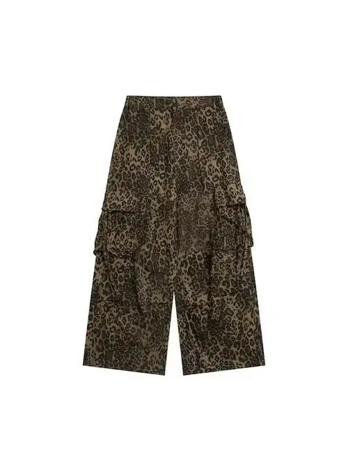 Japanese Brand × Jean Leopard print paratrooper pleated cargo wide-leg pants Size US 32 / EU 48 - 4 Thumbnail