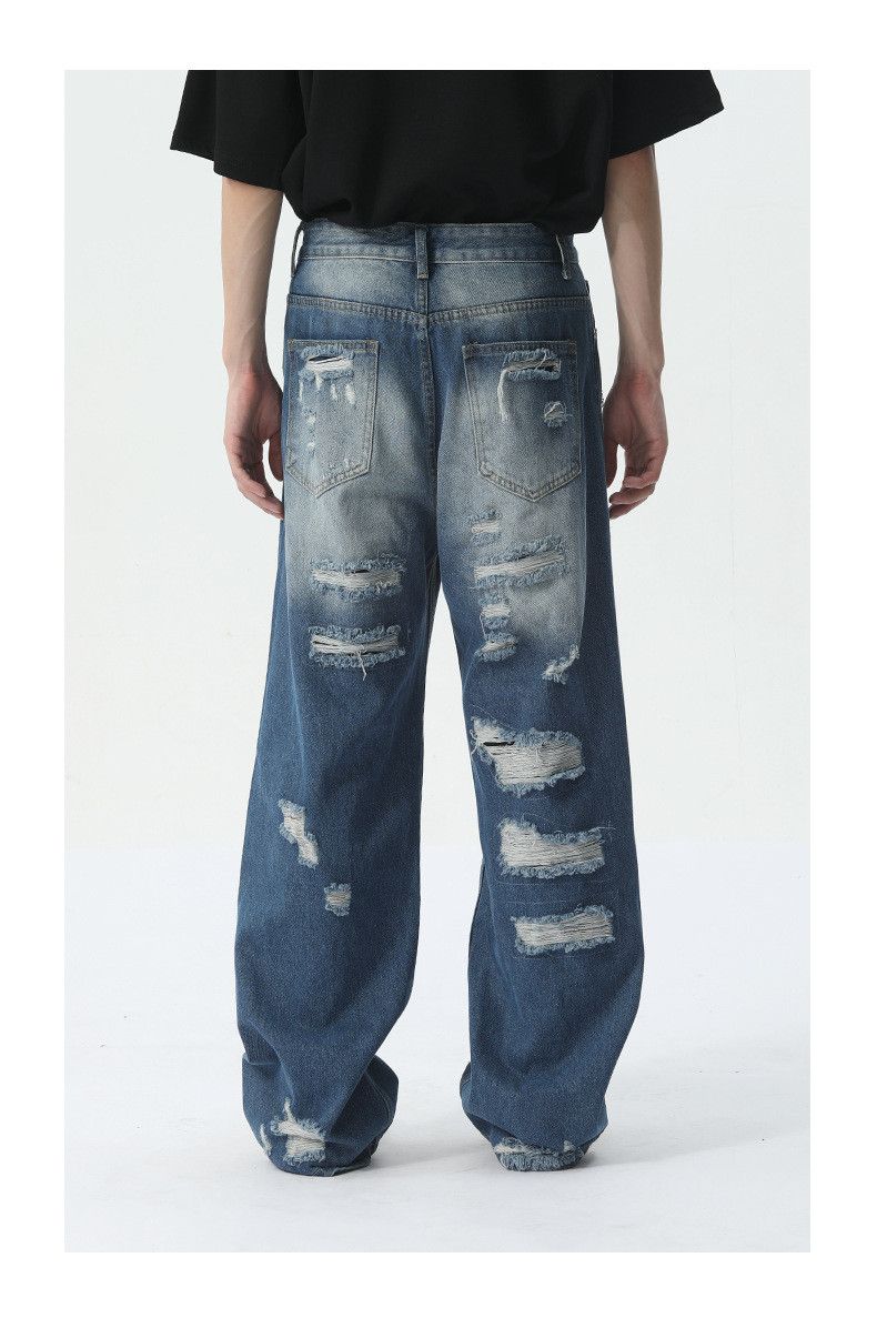 Japanese Brand × Jean Washed retro hip-hop heavy straight-leg ripped jeans y2k Size US 32 / EU 48 - 6 Thumbnail