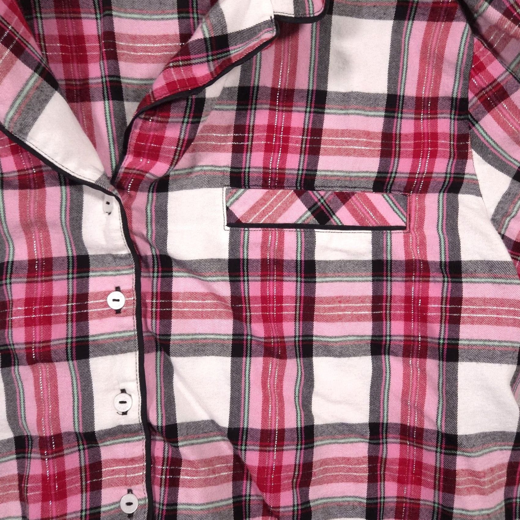 Victoria's Secret Victoria's Secret Shirt Womens XL Pink Plaid Cropped Button Front Pajama Top Size XL / US 12-14 / IT 48-50 - 3 Thumbnail