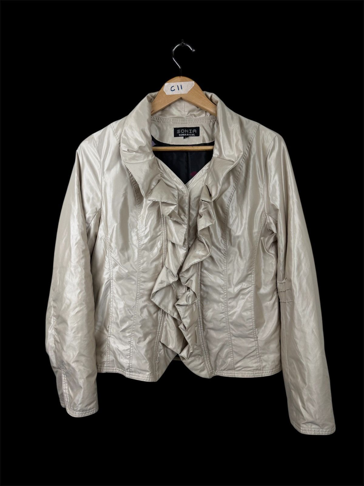 Sonia Rykiel Sonia by Sonia Rykiel Ruffle Jacket | Champagne Pearl Satin Size M / US 6-8 / IT 42-44 - 1 Thumbnail