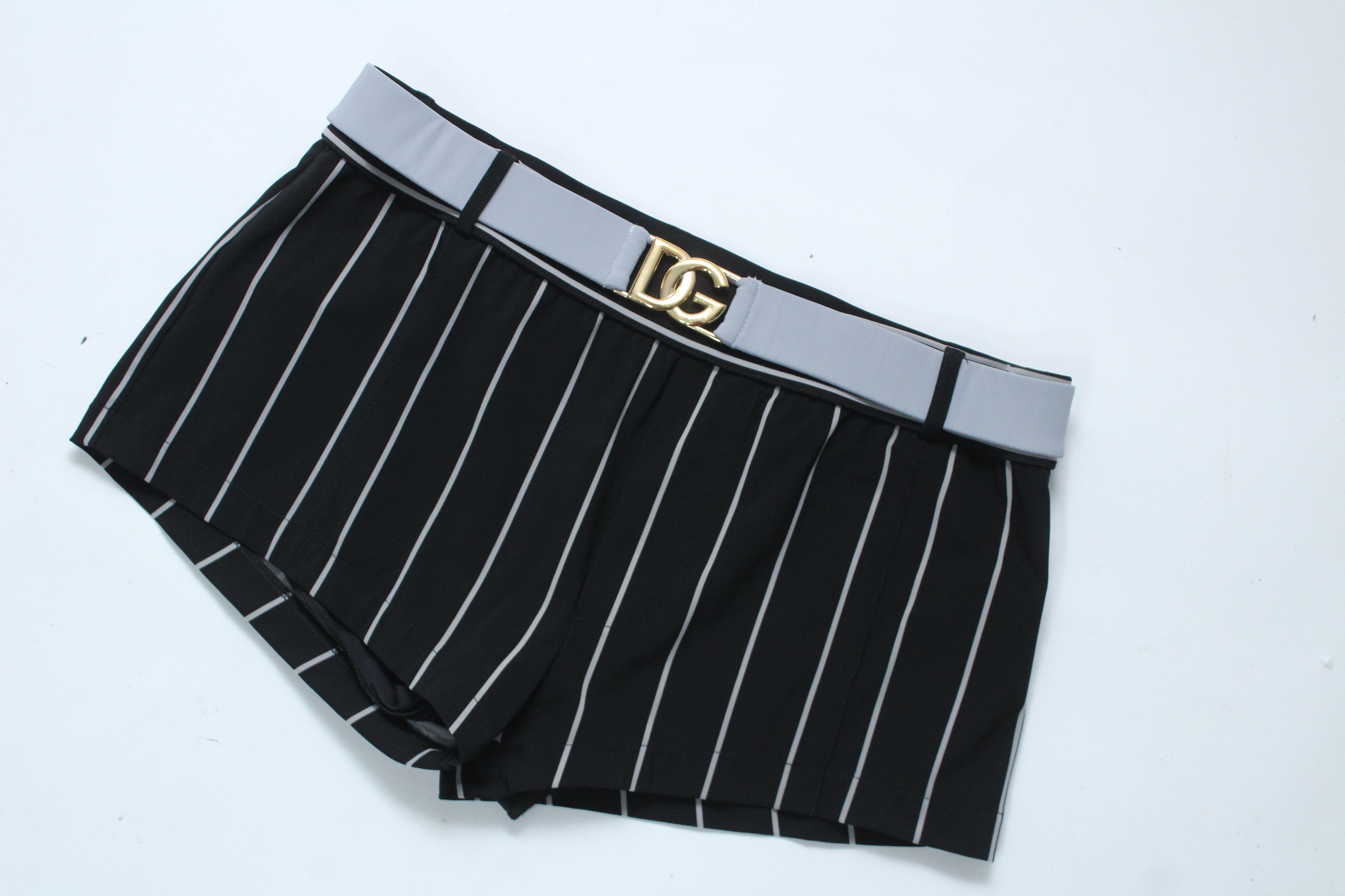 Dolce & Gabbana Dolce Gabbana Pinstripe Swim Briefs with Gold DG Buckle Sz S Size US 30 / EU 46 - 2 Thumbnail