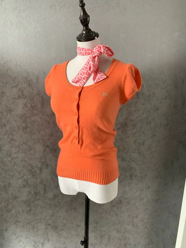 Burberry Burberry Orange Wool Blend Short Sleeve Top Size M / US 6-8 / IT 42-44 - 1 Thumbnail