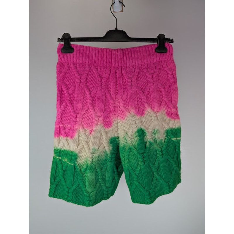 The Elder Statesman o1rshd1 Dip Dye Chunky Knitwear Shorts in Ivory/ Gecko/ Pink Size US 34 / EU 50 - 9 Thumbnail