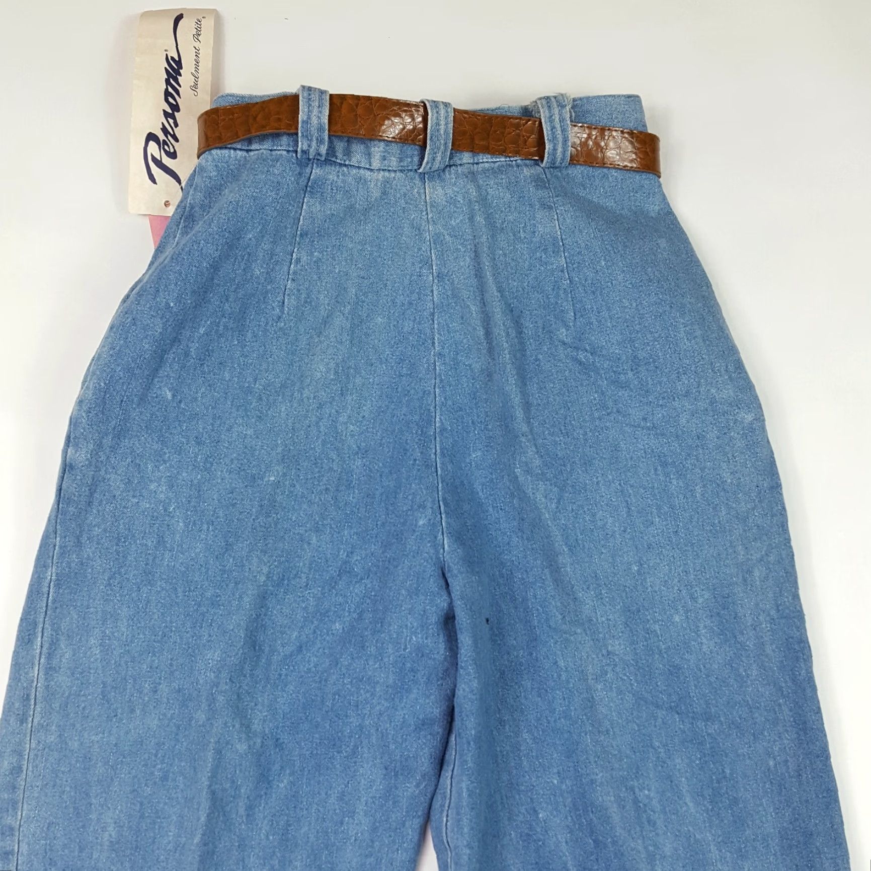 Denime Vintage Jeans Size 8 Blue Slim Belted Pleated Tapered Stonewashed Denim 80s Size 30" / US 8 / IT 44 - 7 Thumbnail