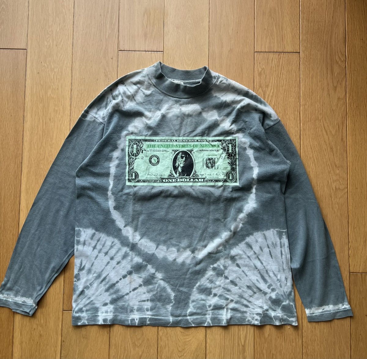 Nirvana Ultra Rare 90s Nirvana Nevermind One Dollar Tie Dye Cobain Size US XL / EU 56 / 4 - 1 Thumbnail