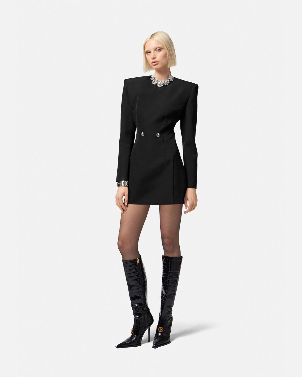 Versace o1y0226 Mini Dress in Black Size S / US 4 / IT 40 - 5 Thumbnail