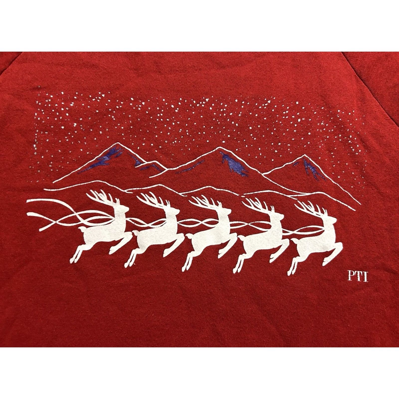 Jerzees VINTAGE Jerzees Women L Crewneck Christmas Reindeer Mountains Made In USA Shirt/ Sweater Size L / US 10 / IT 46 - 3 Thumbnail