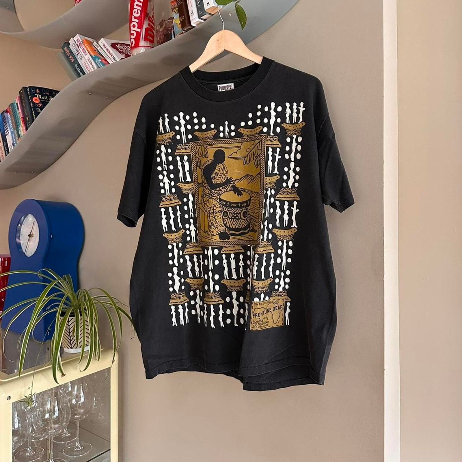 Hanes × Vintage Vintage African Drummer Black History Shirt Size US XL / EU 56 / 4 - 1 Thumbnail