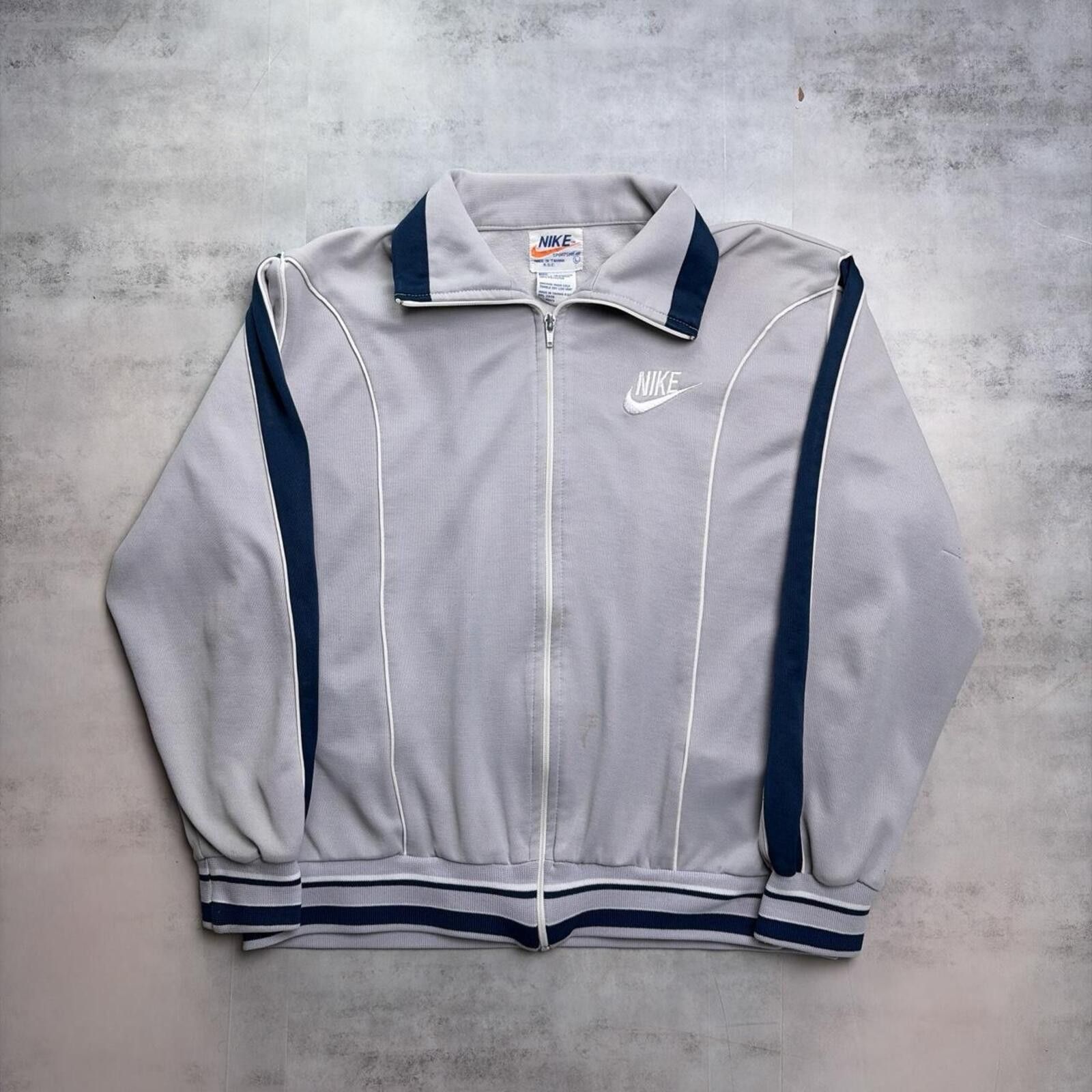 Nike Vintage 90’s Grey Nike Striped Track Jacket Size US L / EU 52-54 / 3 - 1 Thumbnail