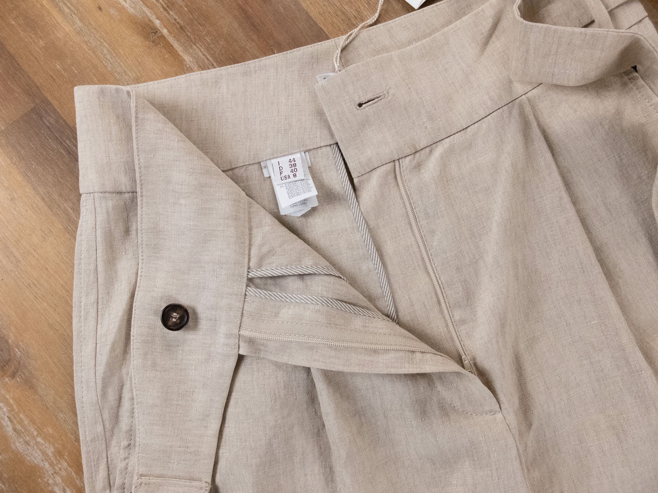 Brunello Cucinelli BRUNELLO CUCINELLI beige belted pleated linen pants 8 44 Size 30" / US 8 / IT 44 - 8 Thumbnail