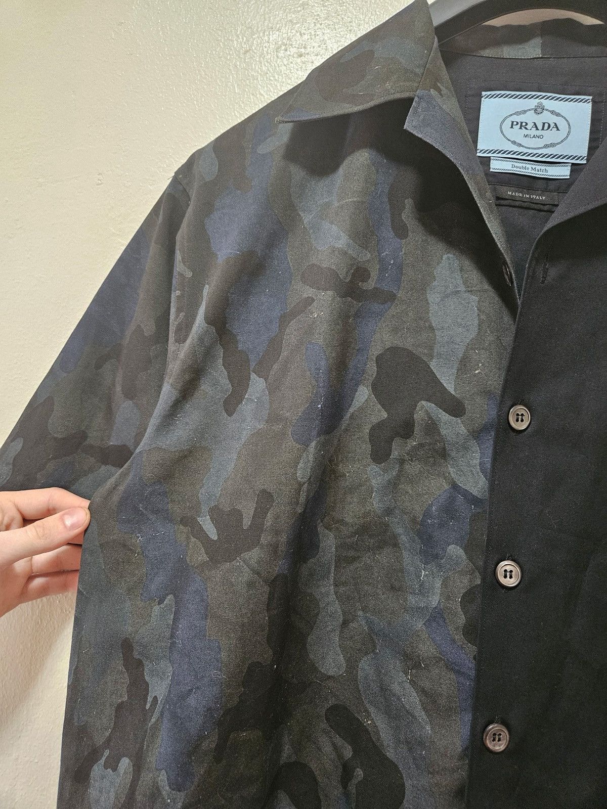 Prada Double Match Black Camo Button Up Bowling Shirt Size US S / EU 44-46 / 1 - 4 Thumbnail