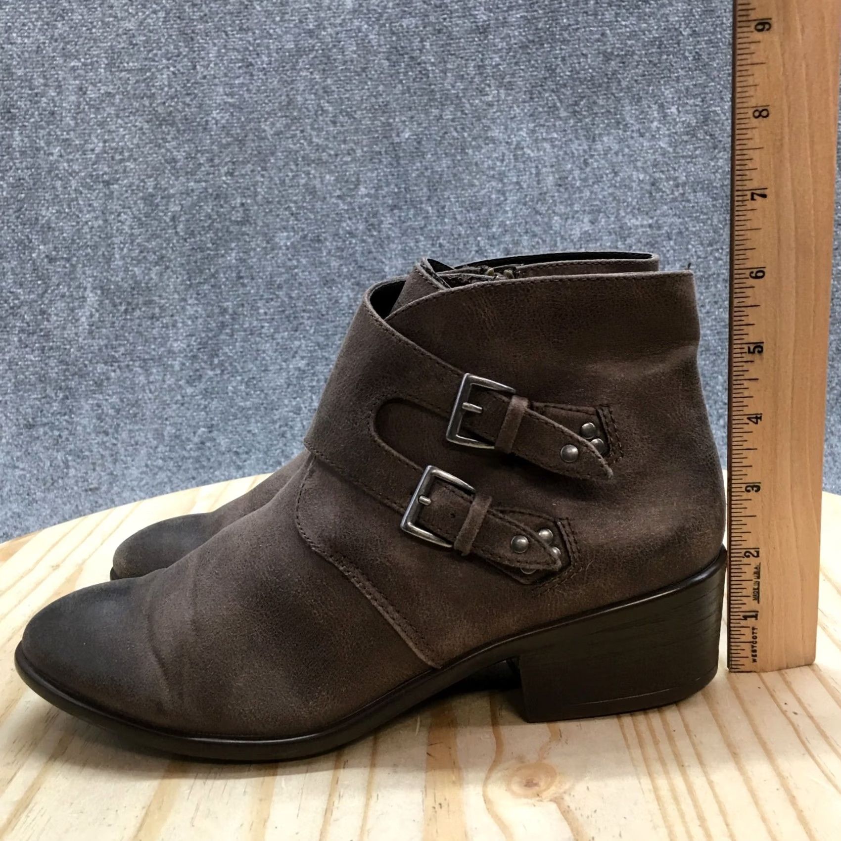 Vintage Aerosoles Boots Womens 9 M Urban Myth Ankle Bootie Brown Monk Strap Casual Block Heel Size US 9 / IT 39 - 7 Thumbnail