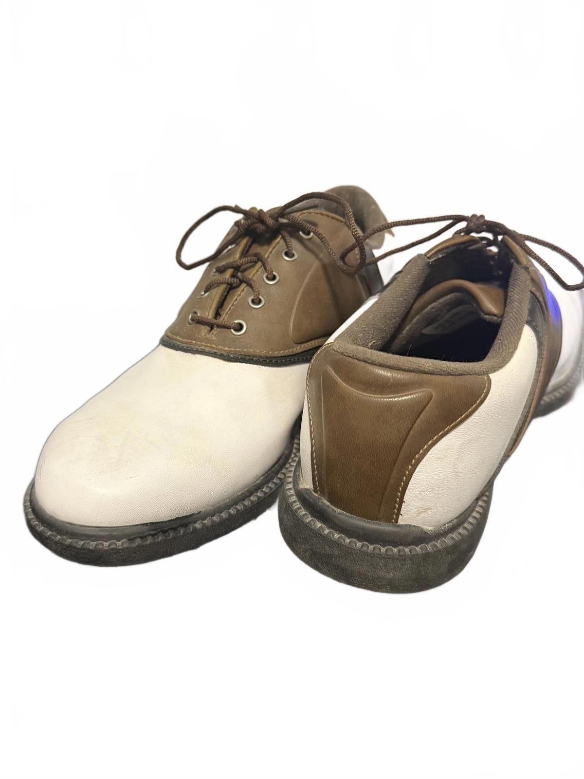 Footjoy FootJoy Classic Saddle Golf Shoes Mens 9 White Brown Leather Size US 9 / EU 42 - 3 Thumbnail