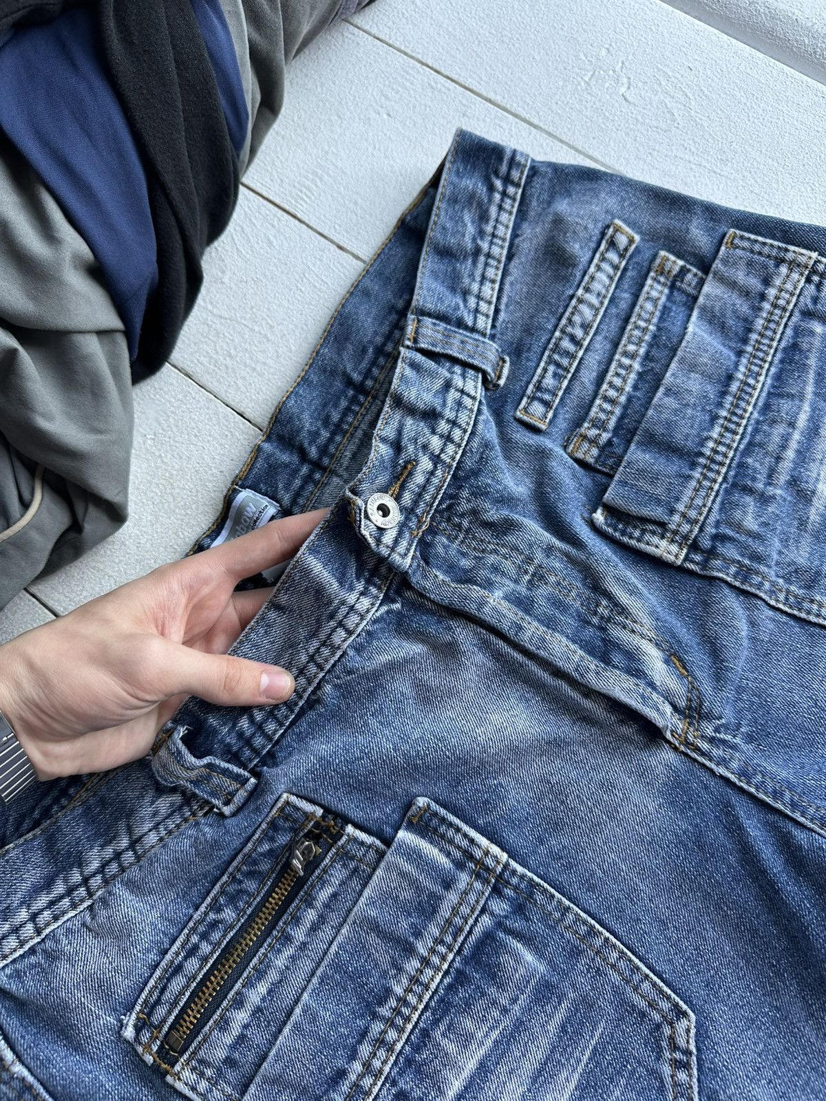 Other 🚨RARE 90s MULTIPOCKET Stone Wash Blue Denim Jeans Mens 34 Size US 38 / EU 54 - 3 Thumbnail
