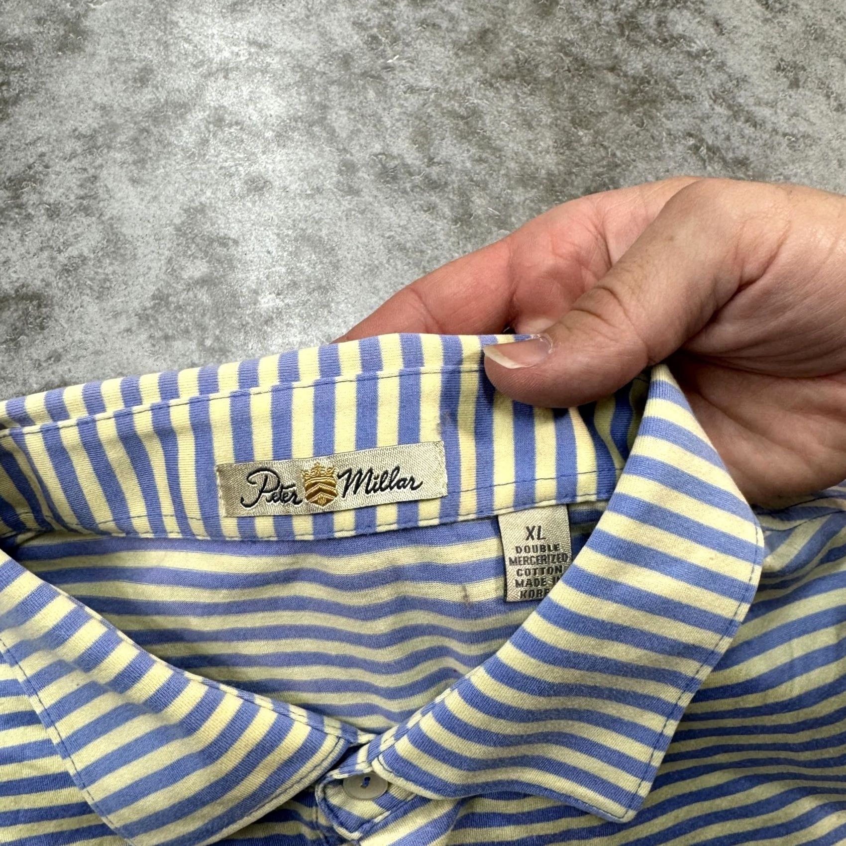 Peter Millar Peter Millar Polo Shirt Mens XL Striped Double Mercerized Golf blue yellow Polo Shirt Mens XL Striped Blue Yellow Size US XL / EU 56 / 4 - 5 Thumbnail