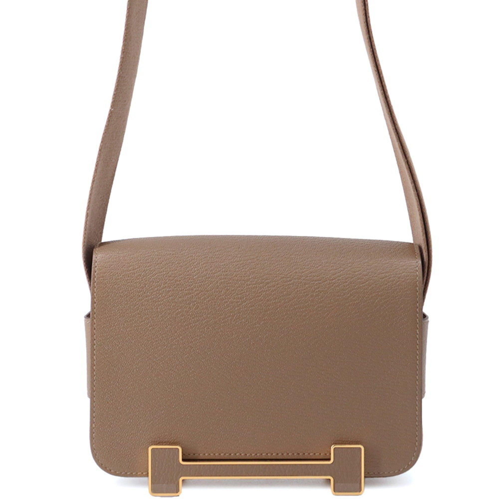 Hermes Geta Shoulder Bag Etoupe/Chevre Mysore B Stamp Bag