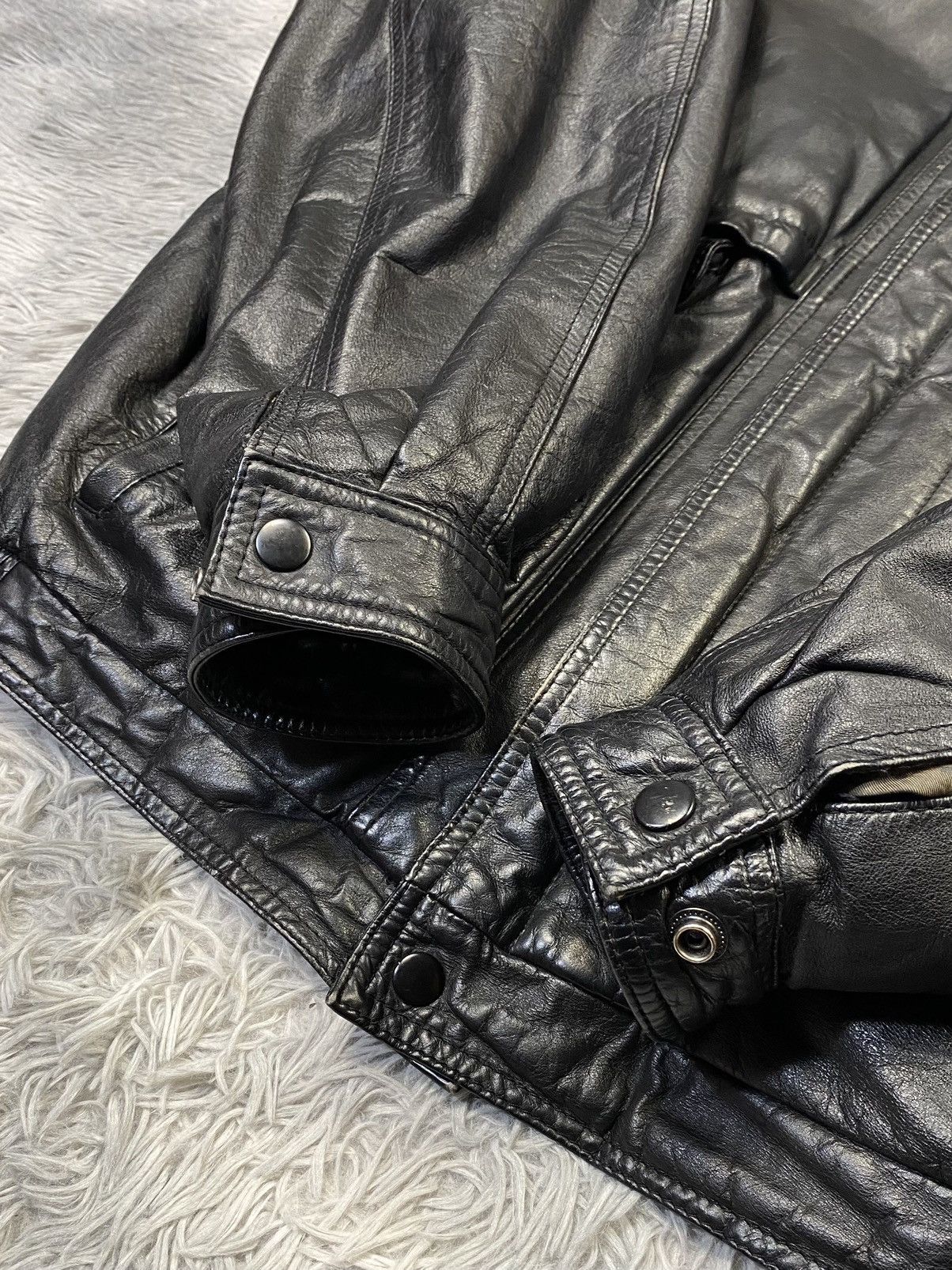 Vintage Black Leather Bomber Jacket 50 Japanese Brand